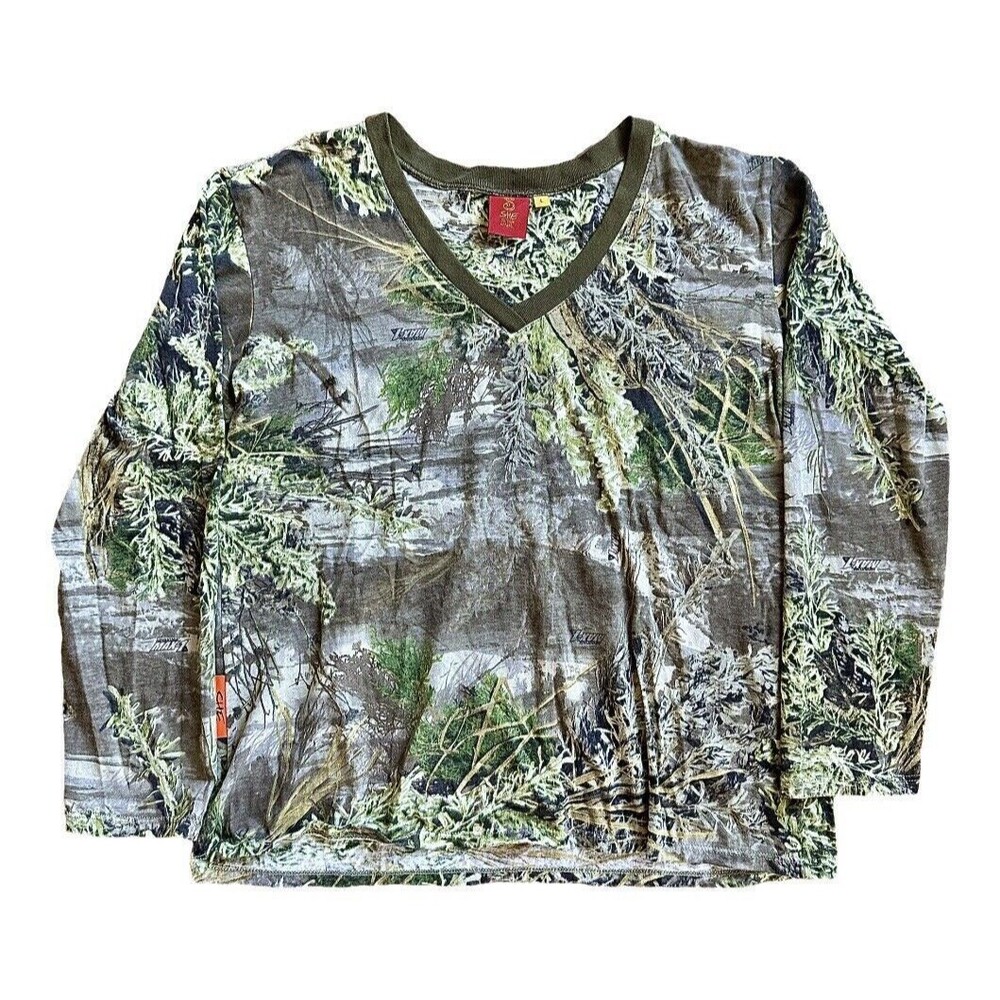 Y2K She Outdoor Apparel Longsleeve V Neck Camo Shirt